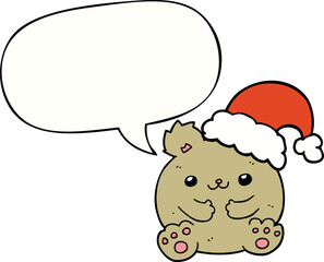 cute cartoon christmas bear with speech bubble