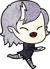 cartoon laughing vampire girl running