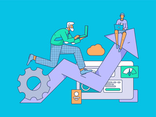 Business People Flat Vector Concept Operation Hand Drawn Illustration
