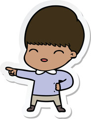 sticker of a happy cartoon boy
