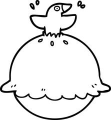 cartoon blackbird in a pie
