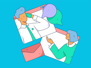 Business People Flat Vector Concept Operation Hand Drawn Illustration
