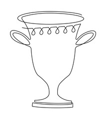 Amphora vase with a handle in the Greek style. Continuous line drawing illustration.