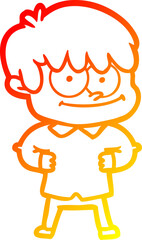warm gradient line drawing of a happy cartoon man