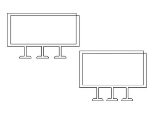 Drawing of a large-sized billboard for outdoor advertising, installed along highways and streets. Continuous line drawing illustration.