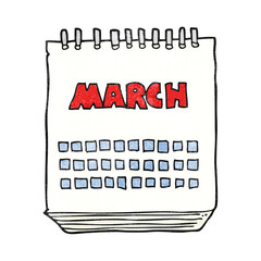 freehand textured cartoon march calendar