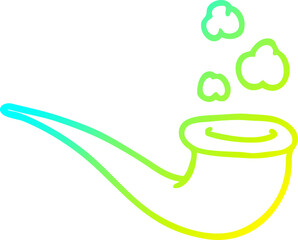 Fototapeta premium cold gradient line drawing of a cartoon smoking pipe