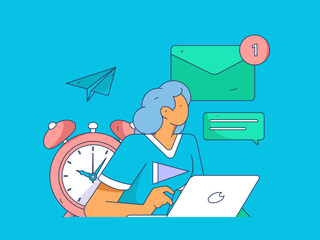 Business People Flat Vector Concept Operation Hand Drawn Illustration
