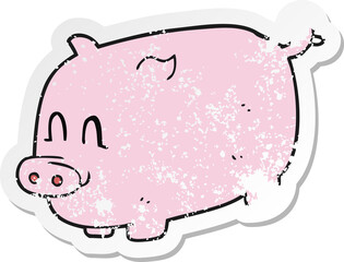 retro distressed sticker of a cartoon pig