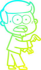 cold gradient line drawing of a cartoon shocked man