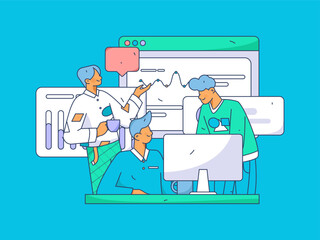 Business People Flat Vector Concept Operation Hand Drawn Illustration
