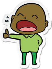 Obraz premium sticker of a cartoon shouting bald man