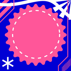 Blue and Pink Abstract Flat Circle Retro Neon Background