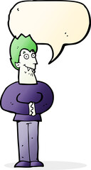 cartoon vampire with speech bubble