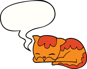 cartoon cat sleeping with speech bubble