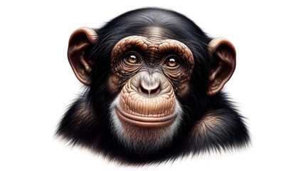 Chimpanzee Face Isolated on White