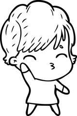 cartoon woman thinking