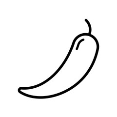 Black single child pepper thin line icon, simple outline spicy food flat design pictogram, infographic vector for app logo web button ui ux interface elements isolated on white background