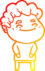 warm gradient line drawing of a cartoon friendly man