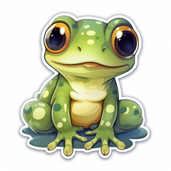 Fototapeta premium cute frog sticker created with Generative Ai