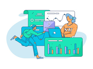 Business People Flat Vector Concept Operation Hand Drawn Illustration
