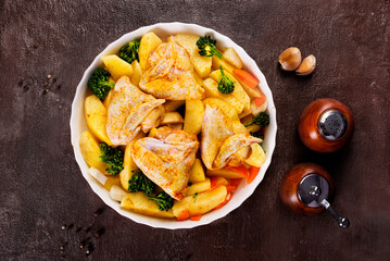Raw chicken wings on big plate ready for cooking
