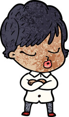 cartoon woman with eyes shut