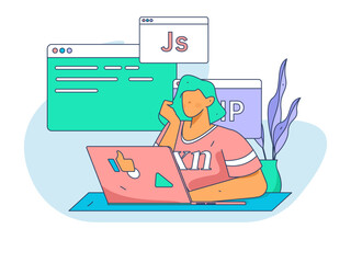 Business People Flat Vector Concept Operation Hand Drawn Illustration
