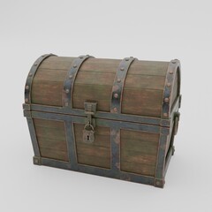 Treasure Chest isolated on white background 3d rendering.