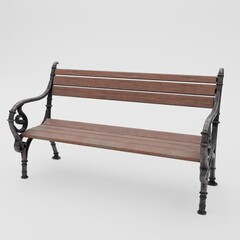 3d rendering public chair isolated on white background wooden.