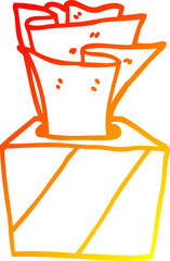 warm gradient line drawing of a cartoon box of tissues