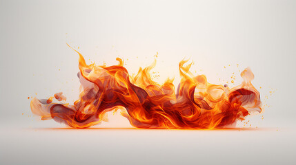 Abstract Fiery Composition: Rendered Flames on a White Background - Modern Digital Art Illustration of Vibrant Heat and Energy, Perfect for Creative Designs and Visual Concepts.