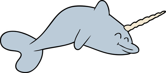 cartoon narwhal © lineartestpilot