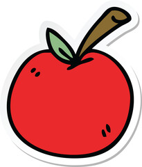 sticker of a quirky hand drawn cartoon apple