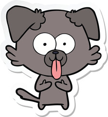 sticker of a cartoon dog with tongue sticking out