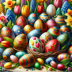 Fototapeta na wymiar Easter: happy Easter, wallpaper, background, Happy Easter text