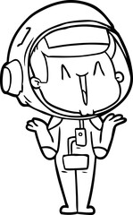happy cartoon astronaut shrugging shoulders