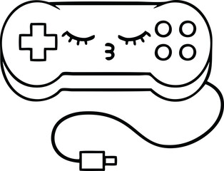 line drawing cartoon of a game controller © lineartestpilot