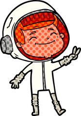 happy cartoon astronaut