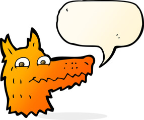 cartoon fox head with speech bubble