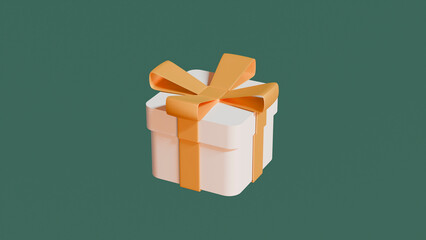 Greeting card with gift box, 3d render
