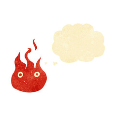 cartoon flame symbol with thought bubble