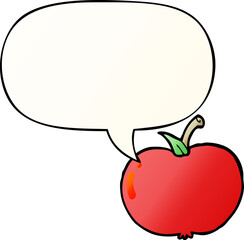 cartoon apple with speech bubble in smooth gradient style
