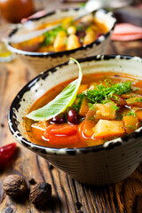 hot bean soup in bowl