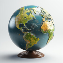 3d full body earth in cartoon style full studio center in small white background