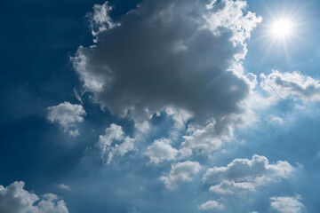 Naklejka na ściany i meble clouds and blue sky background, sunshine day.