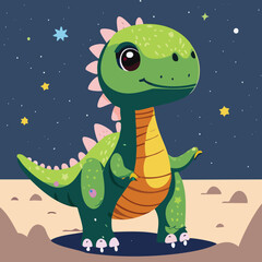 Fototapeta premium Little dino dragoon dinosaur cute illustration vector cartoon animal 