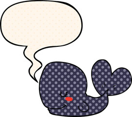 cartoon whale with speech bubble in comic book style