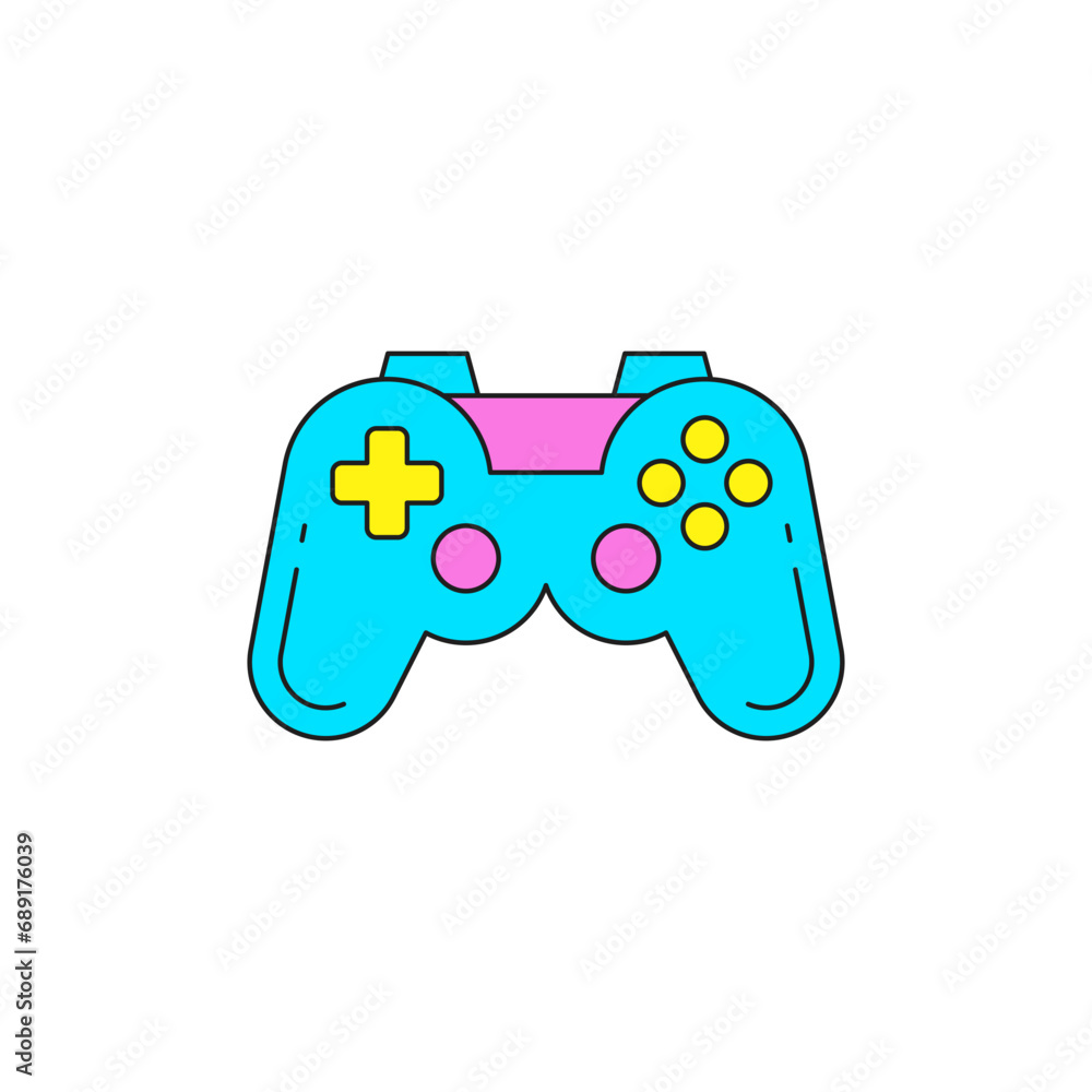 Poster Y2k gamepad joystick console with button for cyberspace gaming groovy icon vector flat