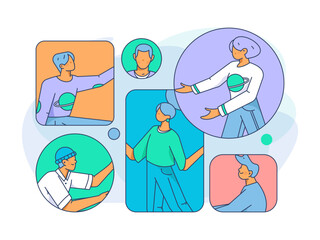 Business People Flat Vector Concept Operation Hand Drawn Illustration
